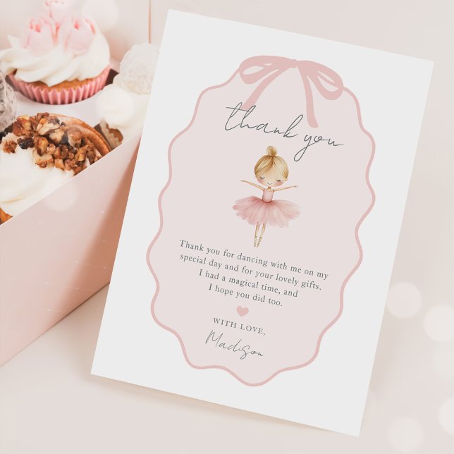 Elegant Pink Ballerina Ballet Birthday Party Dankeskarte (Von Creator hochgeladen)