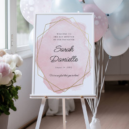 Elegant Pink Bat Mitzvah Willkommen Poster