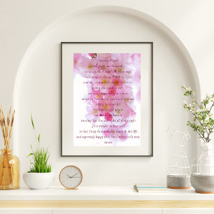 Elegant Pink Blossom - Script Serenity Gebet Poster