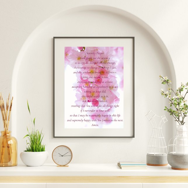 Elegant Pink Blossom - Script Serenity Gebet Poster (Von Creator hochgeladen)