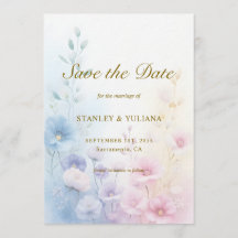 Elegant Pink Blue Watercolor Soft Floral Fine Art