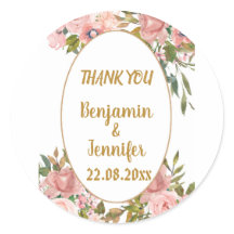 Elegant Pink Blumengrün Hochzeit Vielen Dank