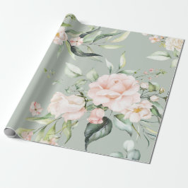 Elegant Pink Blush Eucalyptus Green Geschenkpapier