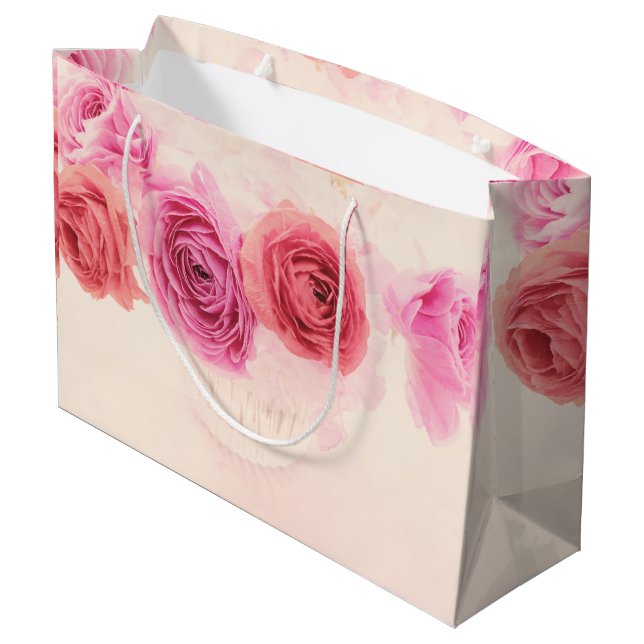 Elegant pink bouquets  große geschenktüte (Rückseite Schrägansicht)