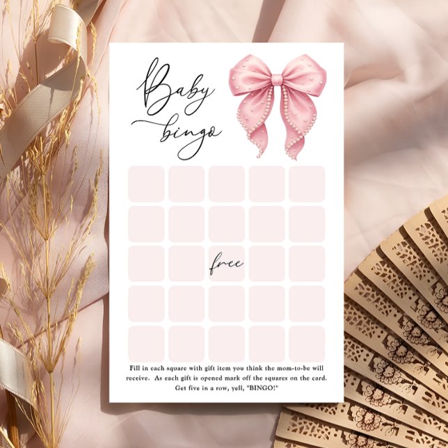 Elegant Pink Bow Baby Bingo Game (Von Creator hochgeladen)