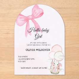 Elegant Pink Bow Baby Girl Shower  Acryleinladungen
