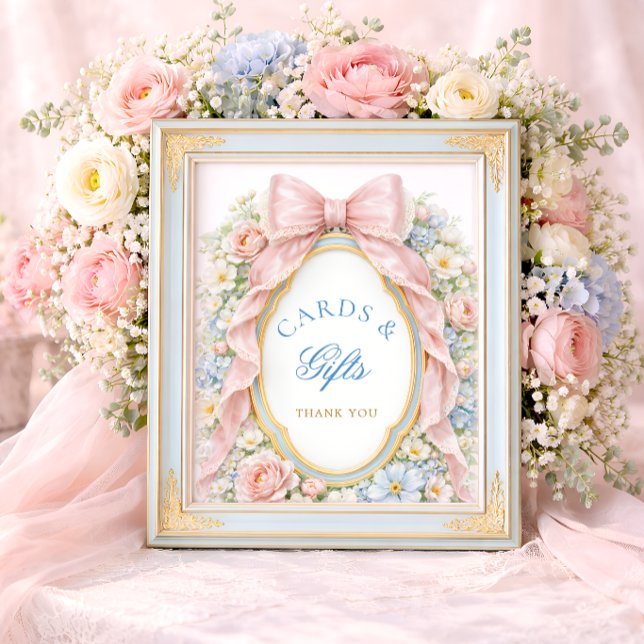 Elegant  Pink Bow Baby Shower Cards and Gifts Poster (Von Creator hochgeladen)