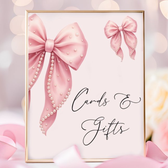 Elegant Pink Bow Baby Shower Cards and Gifts Poster (Von Creator hochgeladen)