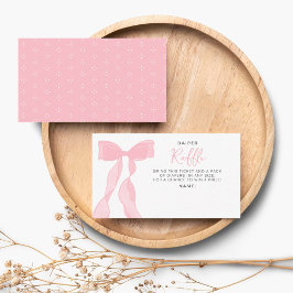 Elegant Pink Bow Baby Shower Diaper Raffle Ticket Begleitkarte