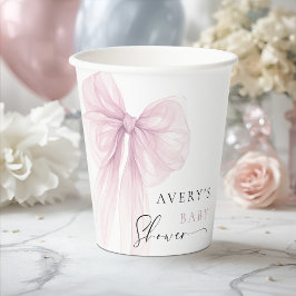 Elegant Pink Bow Baby Shower Pappbecher