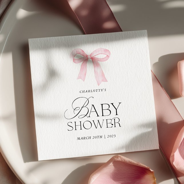 Elegant Pink Bow Baby Shower  Serviette (Von Creator hochgeladen)