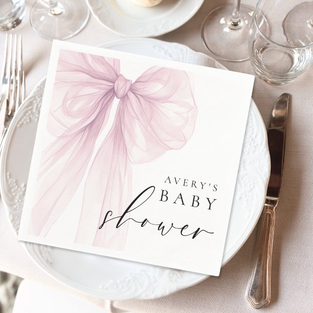Elegant Pink Bow Baby Shower Serviette (Von Creator hochgeladen)