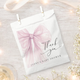 Elegant Pink Bow Baby Shower Thank You Geschenktütchen