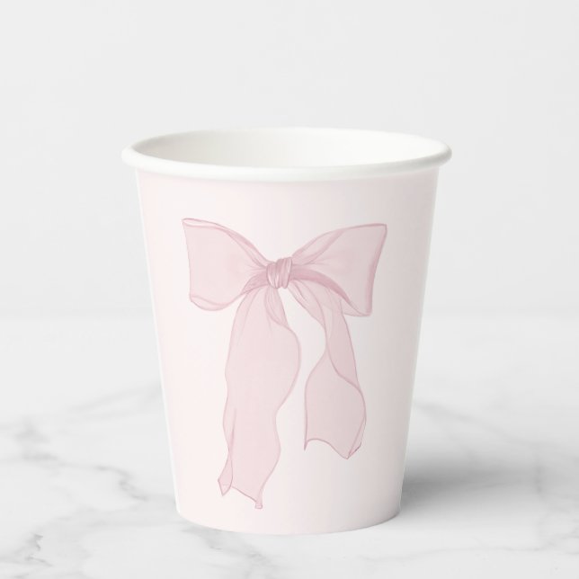 Elegant Pink Bow Birthday Pappbecher (Vorderseite)