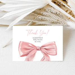 Elegant Pink Bow Coquette Babydusche Dankeskarte