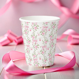 Elegant Pink Bow Coquette Geburtstag Pappbecher