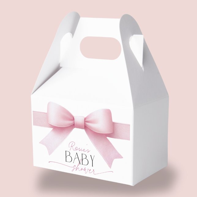 Elegant Pink Bow Coquette Girl Baby Shower Geschenkschachtel (Elegant Pink Bow Coquette Girl Baby Shower Favor Boxes)