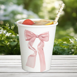 Elegant Pink Bow Coquette Pappbecher