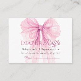 Elegant Pink Bow Diaper Raffle Tickets Begleitkarte