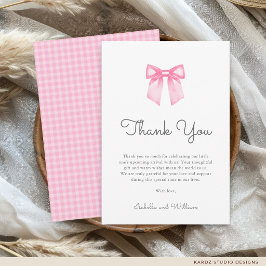 Elegant Pink Bow Girl Baby Shower Dankeskarte