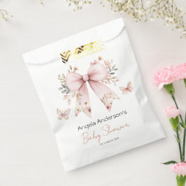 Elegant Pink Bow Girl Baby Shower Geschenktütchen