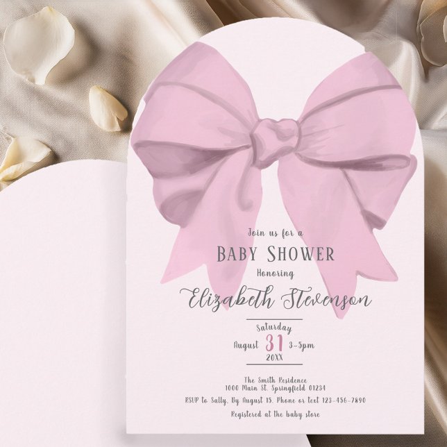 Elegant Pink Bow Girly Baby Shower Arch Einladung (Von Creator hochgeladen)