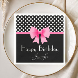 Elegant Pink Bow glücklich Geburtstag Serviette
