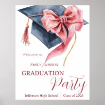 Elegant Pink Bow Graduation Party