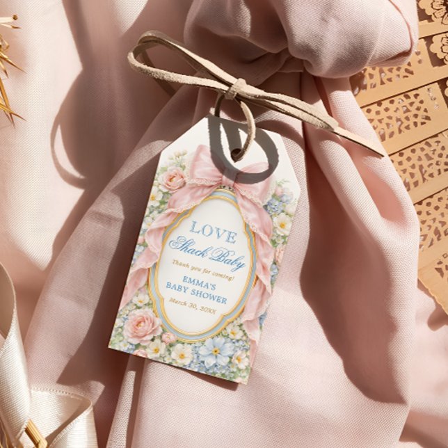 Elegant Pink Bow Love Shack Baby Shower Thank You Geschenkanhänger (Von Creator hochgeladen)