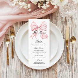 Elegant Pink Bow Menu Coquette Bow