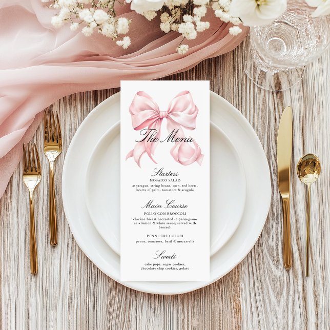 Elegant Pink Bow Menu Coquette Bow (Von Creator hochgeladen)