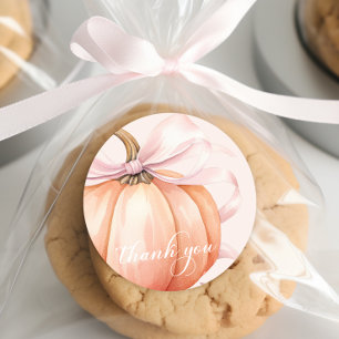 Elegant Pink Bow Pumpkin Danke Sticker