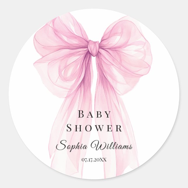 Elegant Pink Bow Stickers Watercolor (Vorderseite)