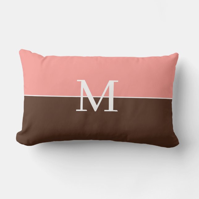 Elegant pink &brown monogram lendenkissen (Vorderseite)