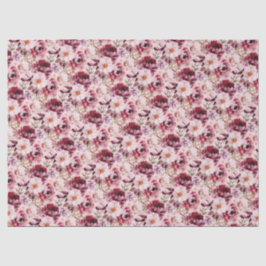 Elegant Pink Burgundy Floral Seidenpapier