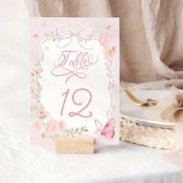 Elegant Pink Butterfly Table Number