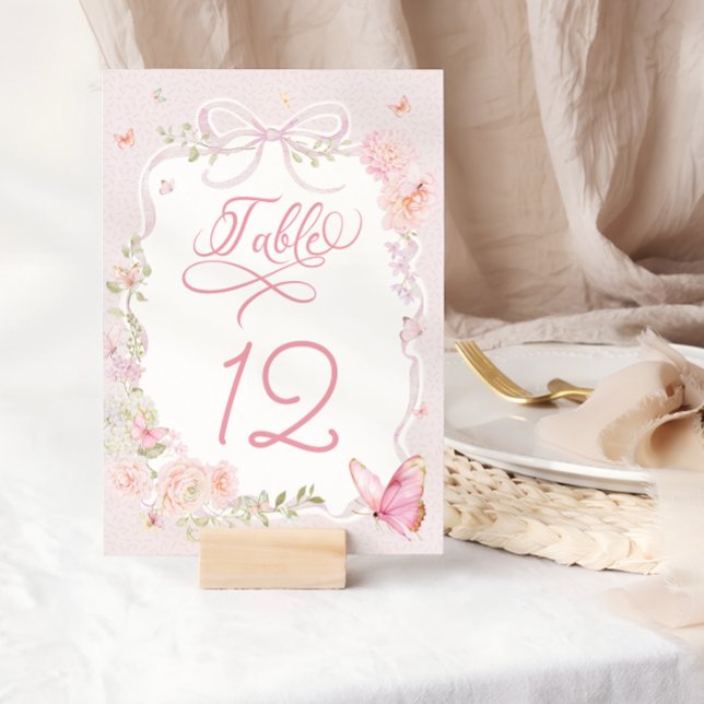 Elegant Pink Butterfly Table Number (Von Creator hochgeladen)
