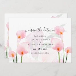 Elegant Pink Calla Lily Wedding Rett Date QR Code Einladung