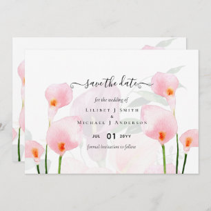 Elegant Pink Calla Lily Wedding Rett Date QR Code Einladung