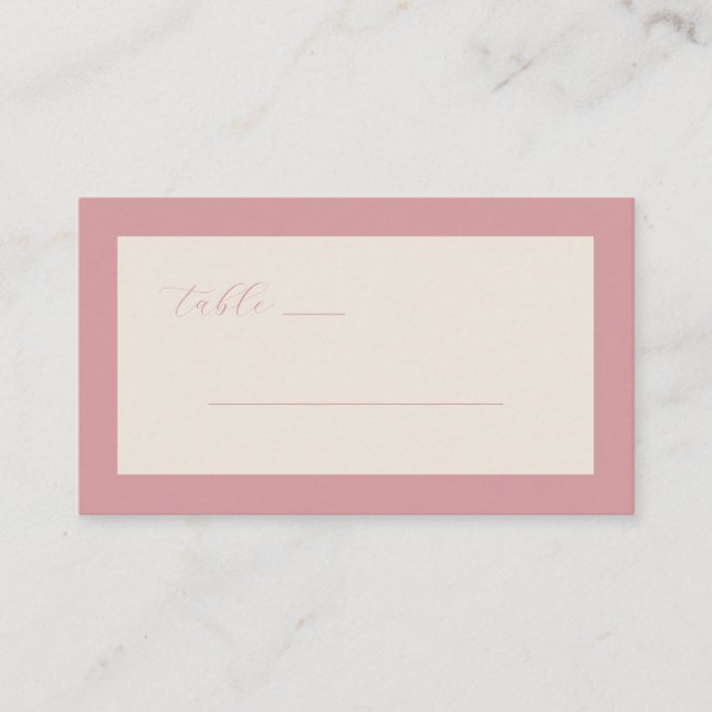 Elegant Pink Calligraphy Table Card Platzkarte (Vorderseite)
