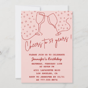 Elegant Pink Cheers Champagne 57. Geburtstag Einladung