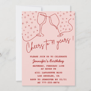 Elegant Pink Cheers Champagne 71. Geburtstag Einladung