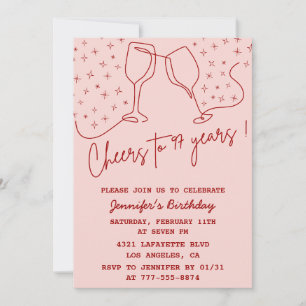 Elegant Pink Cheers Champagne 97. Geburtstag Einladung