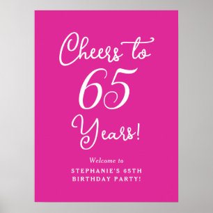 Elegant Pink Cheers to 65 Years 65 th Birthday Poster