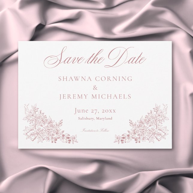 Elegant Pink Chinoiserie Natur & Vögel Hochzeit Save The Date (Elegant Pink Chinoiserie Nature & Birds Wedding Save The Date)