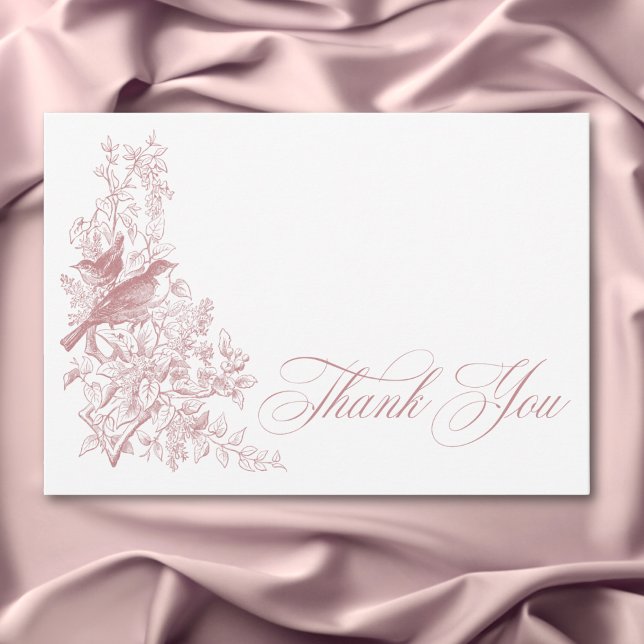 Elegant Pink Chinoiserie Nature Birds Babydusche Dankeskarte (Elegant Pink Chinoiserie Nature Birds Baby Shower Thank You Card)