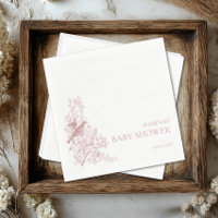 Elegant Pink Chinoiserie Nature Birds Babydusche