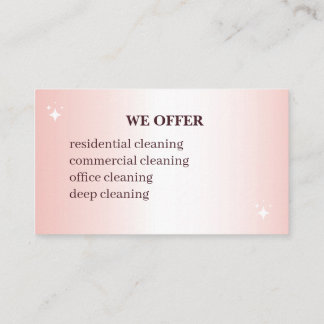 Elegant Pink Cleaning Service Business Card  Visitenkarte