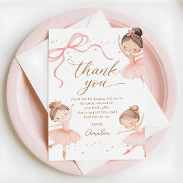Elegant Pink Coquette Ballerina Girl Birthday Dankeskarte