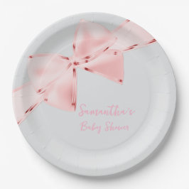 Elegant Pink Coquette Bow Girl Baby Shower 22,9 cm Pappteller